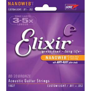 Encordoamento 011 Custom Light Para Violão Aço Elixir
