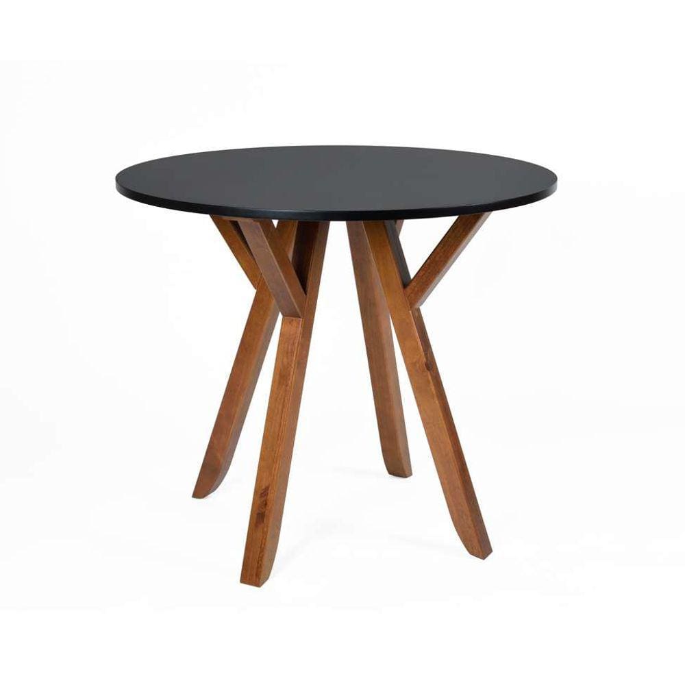 mesa de jantar redonda ipiranga amêndoa e preta 90 cm