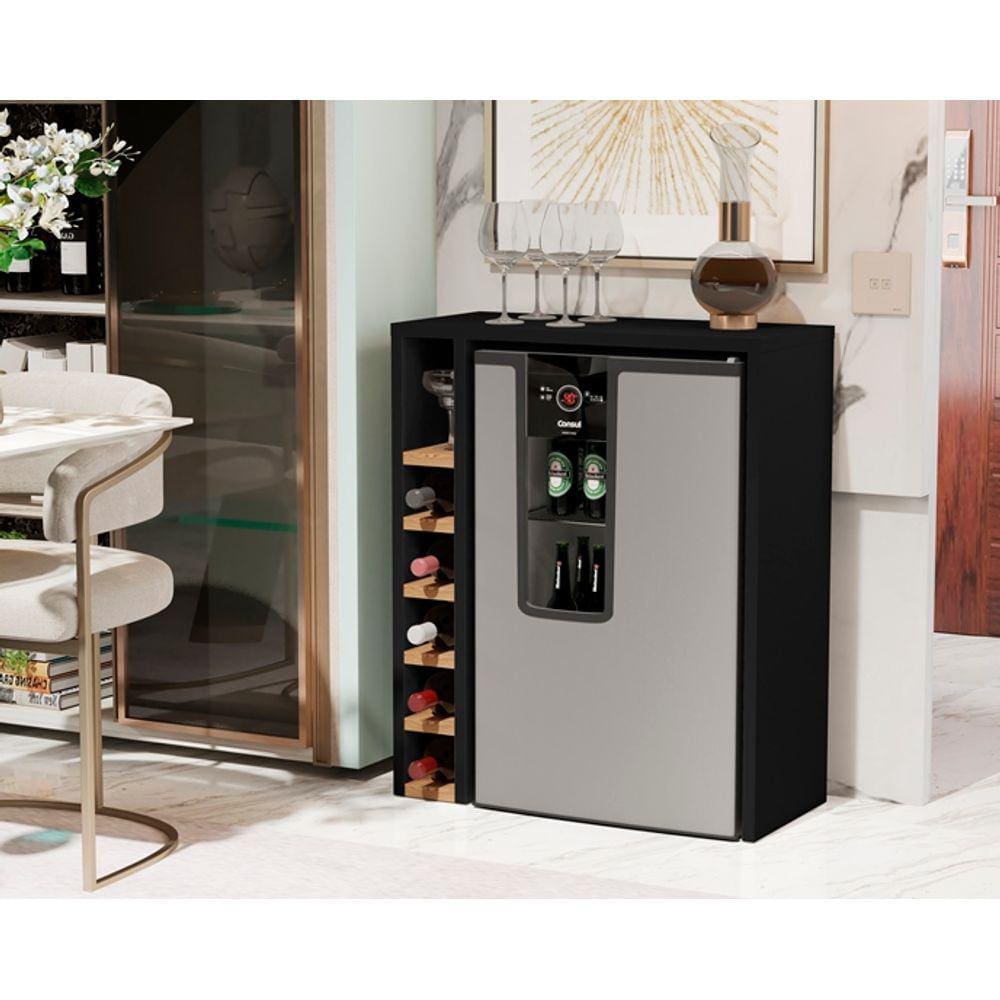 Adega Planejada Carvalho 4008 cor Preto / nature - Comprar moveis em casa