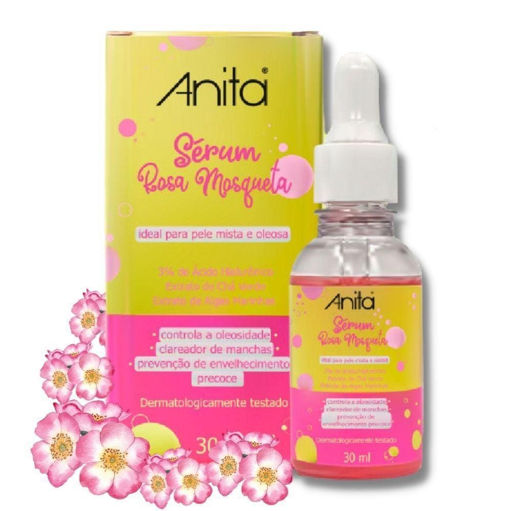 Sérum Rosa Mosqueta Anita Ácido Hialurônico Previne Rugas