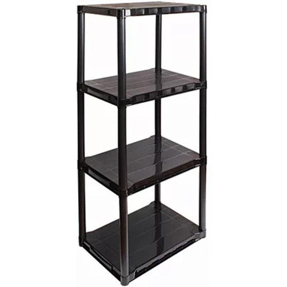 Estante Plástica Modular Preta 4 Prateleiras 38X53X122 Cm