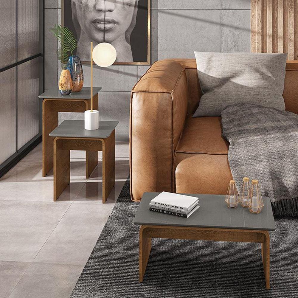 Conjunto de Mesas Laterais e Centro Sala de Estar Lilibeth