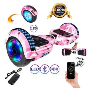 Hoverboard Overboard Skate Elétrico Led Rosa Camuflado Nº27