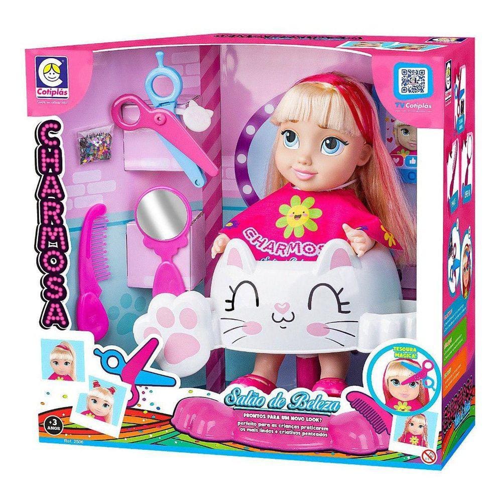 Boneca Charmosa Salão De Beleza Com Acessórios Cotiplás 2506