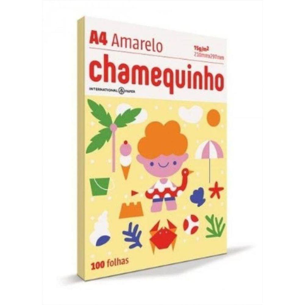 Papel A4 Com 100Fls 75Gr Chamequinho Amarelo