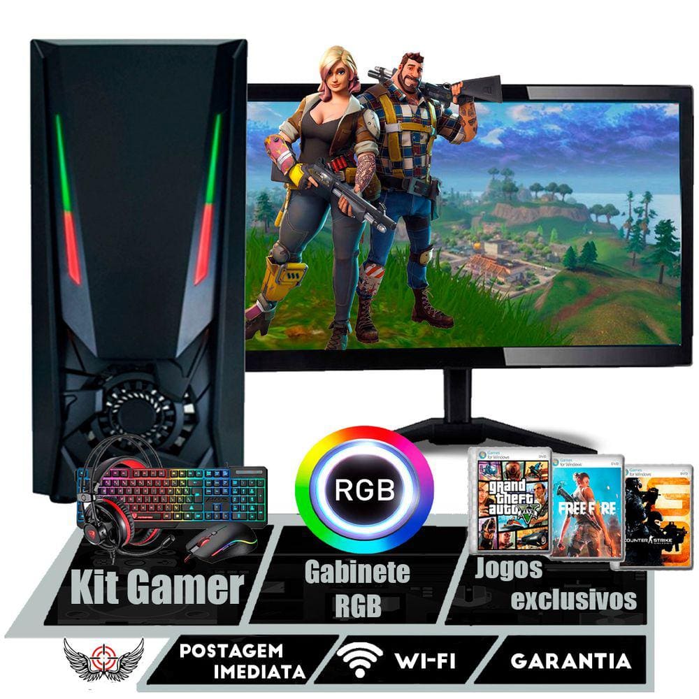 Kit Pc Gamer I7 480gb Placa De Vídeo + Monitor + Combo Game