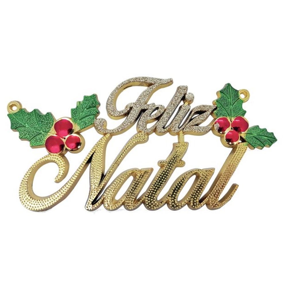 Placa Gliter Feliz Natal 21,5cm - MAGIZI