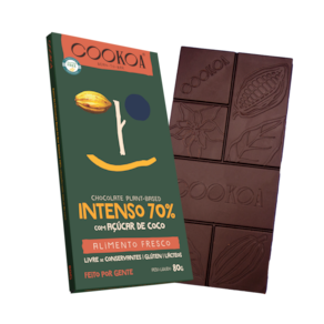 Kit 3X: Chocolate Intenso 70% Cacau Vegano Cookoa 80g