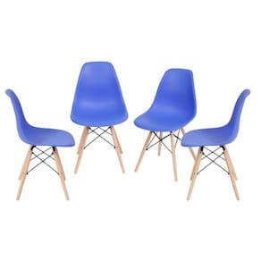 Kit 4 Cadeiras Base Madeira Eames Dkr OR Design Azul Escuro
