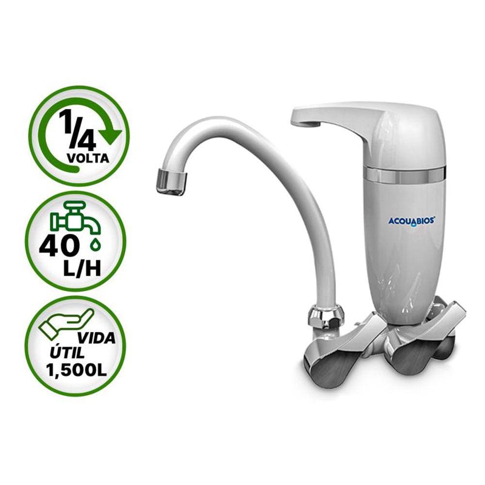 Torneira Filtro Bica Móvel Volta 1/4 P/ Cozinha Parede