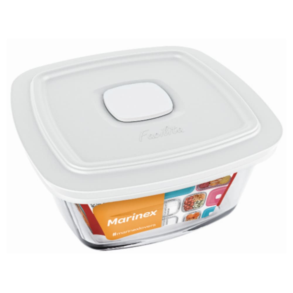 Pote Vidro Quadrado Facilita Vap Com Tampa 2L Marinex 1Un