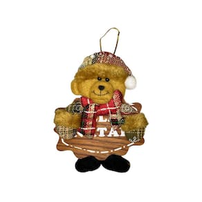 Enfeite de Natal com Placa Ursinho 15cm - Casambiente