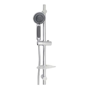 Ducha Cromada Metal Com Barra Deslizante 5 Jatos - Prateado