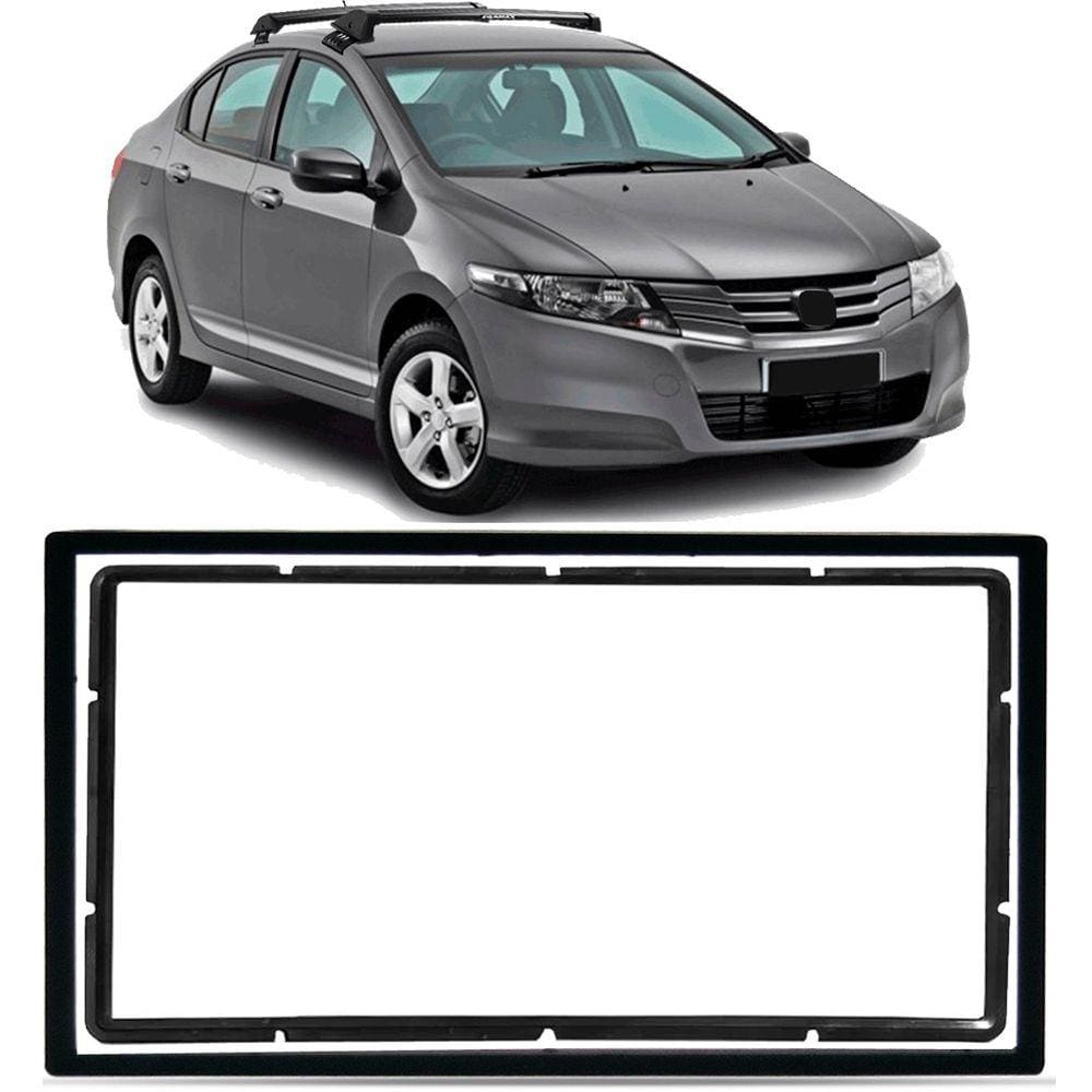 Moldura De Painel 2 Din 7” Polegadas City DX 2009 à 2012 - Preto