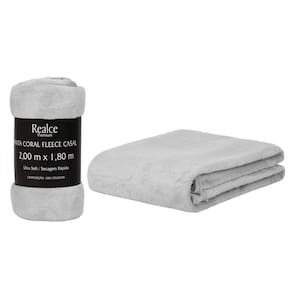 Manta Cobertor Micro Casal 200x180 Soft Não Alérgica Cinza