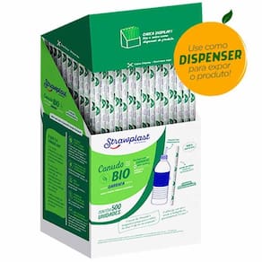 Canudo Biodegradável Garrafa Sachê Strawplast 500 Unidades