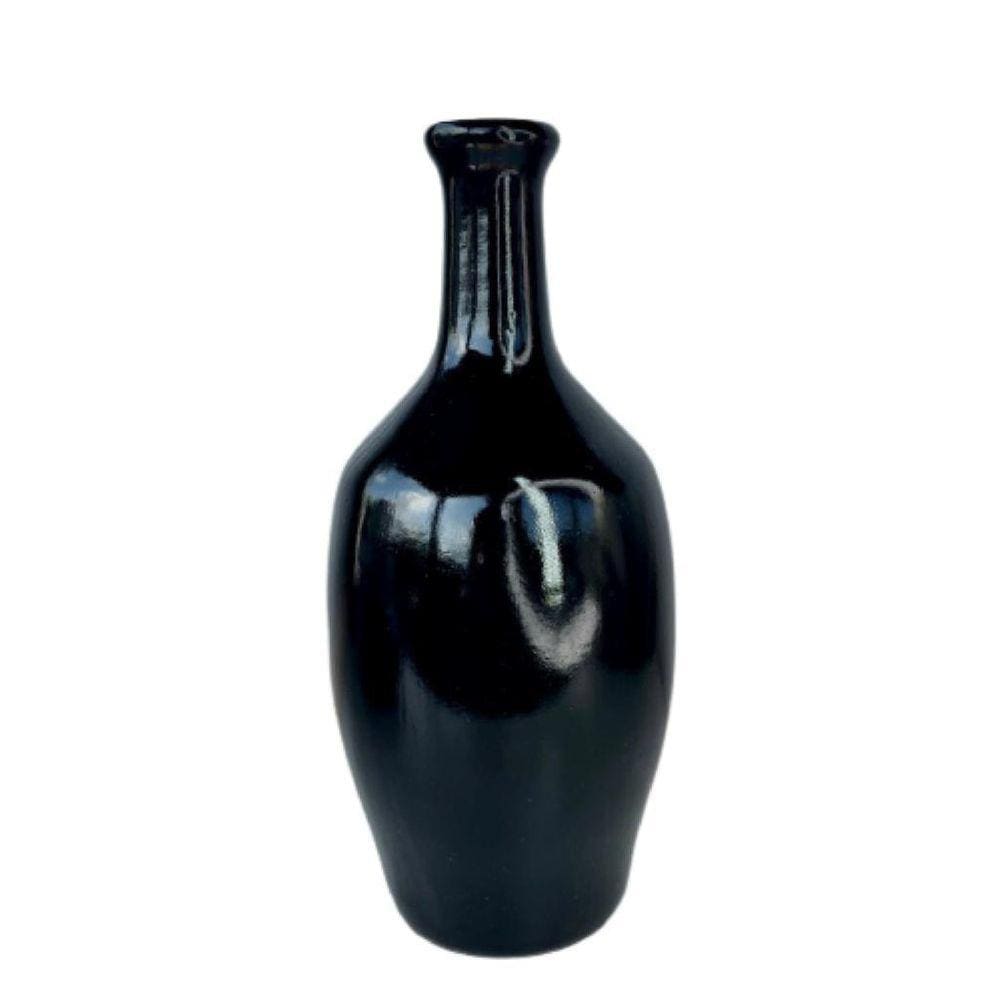 Decoração sala quarto vaso garrafa cerâmico na cor preta