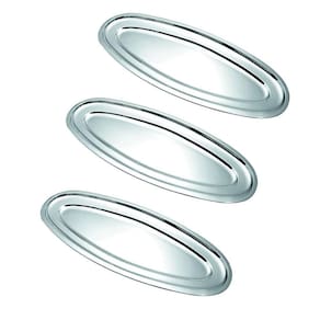 Kit 3 Bandeja Travessa Oval Inox Grande 45Cm Peixe Porção