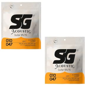 Kit 2 Encordoamento Violão Aço SG Tensão Leve .010-.047 Corda MI Extra