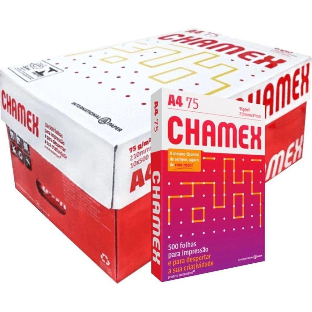 Sulfite A4 75G Chamex 5 Resmas 2500 Folhas