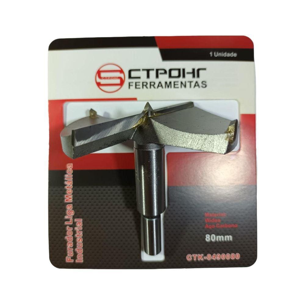 Broca Fresa Forstner Furo 80Mm Para Madeira Com Ponta Guia