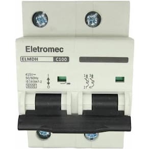 Disjuntor Bipolar 100A Curva C 6Ka 415V Eletromec