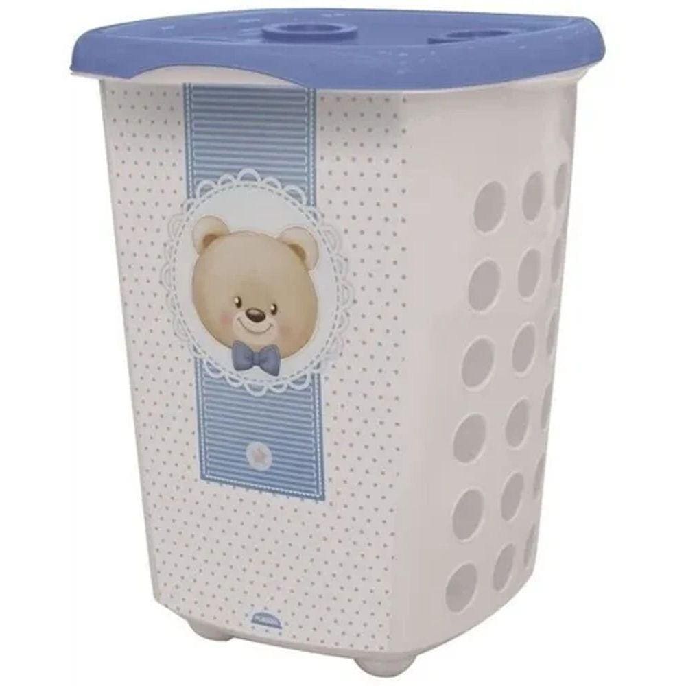 Cesto De Roupa Suja Infantil Urso Azul - 38L Plasutil