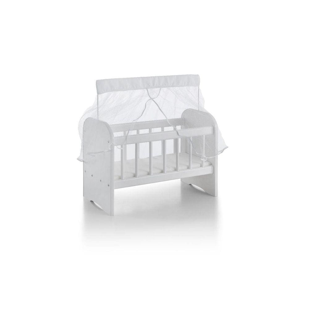 Berço Para Boneca Ninar Com Enxoval Branco - Sonno Baby