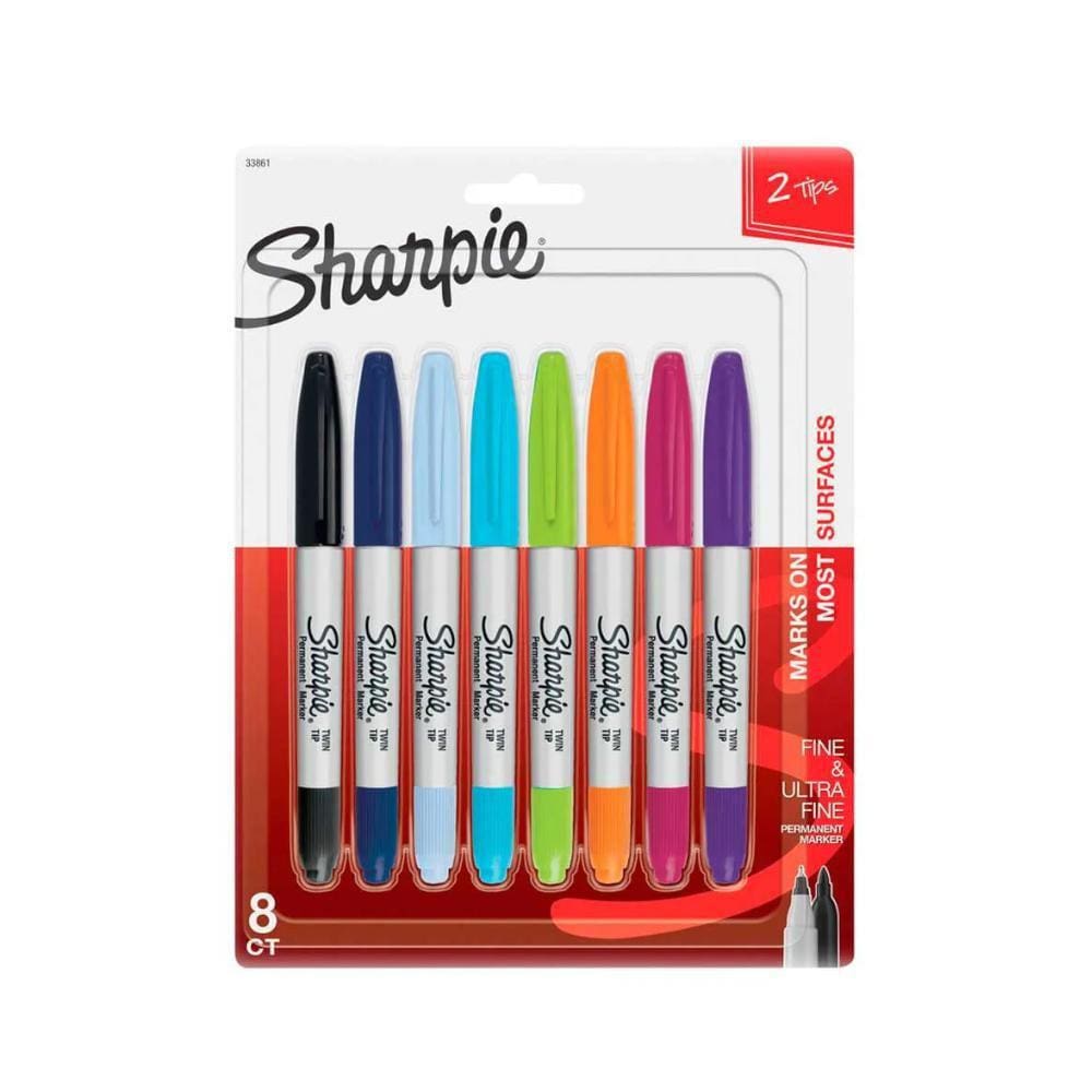Marcador Permanente Sharpie Twin Tip Com 8 Cores
