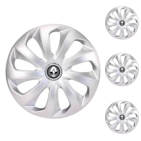 Jogo Calota Aro 13 Velox Silver Elitte Prata + Emblema Resinado Renault (Sandero Logan Clio Scenic Megane Kwid)
