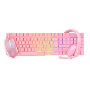 Kit Gamer Evolut Eg-53 Teclado, Mouse, Headset Rosa