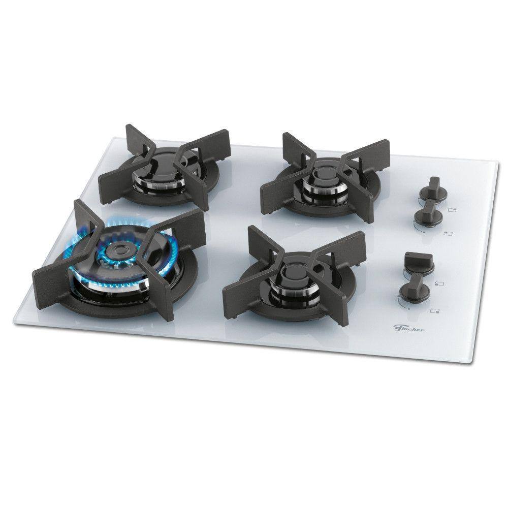 Fogao cooktop fischer 5 bocas tripla chama infinity gas mesa vidro