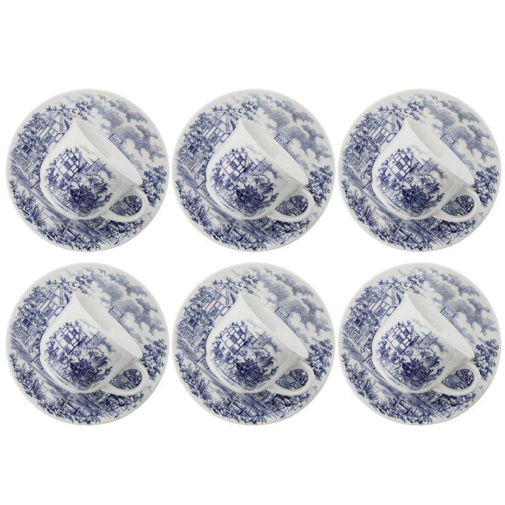 Conjunto 6 Xícaras Pires 200Ml Actual Cena Inglesa Oxford