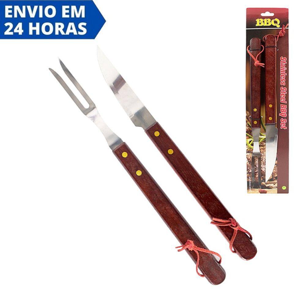 Kit Churrasco Garfo e Faca com Estojo Único