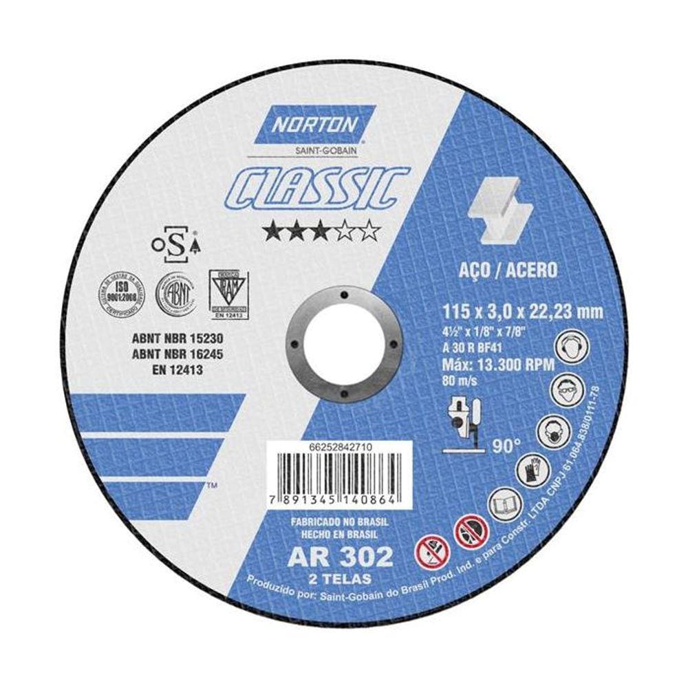 Disco Corte Classic 115X3.0X22.23 Ar302 Norton 66252842710