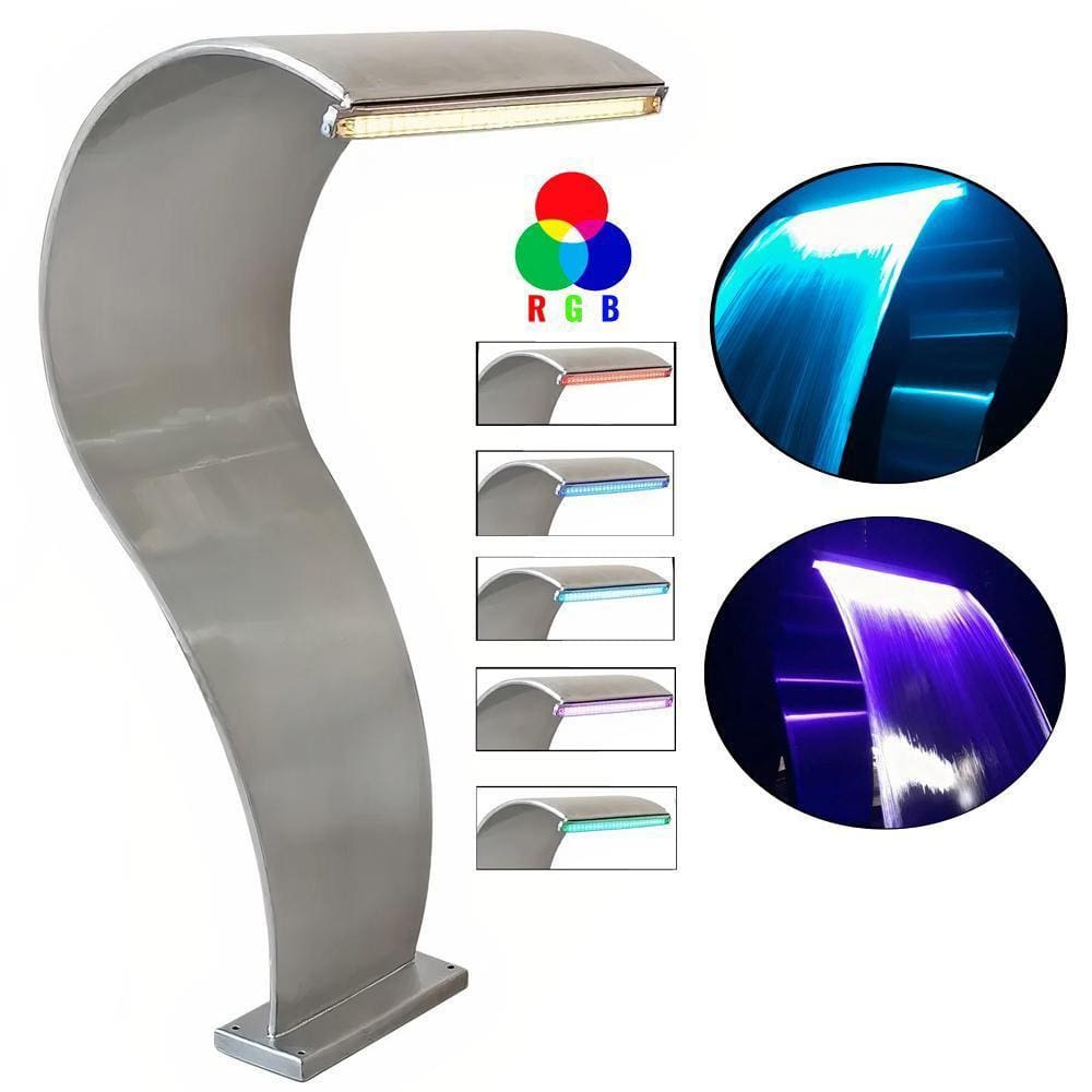 Cascata Para Piscina Naja Grande 105x50cm Com LED RGB PRD00024 EVALD