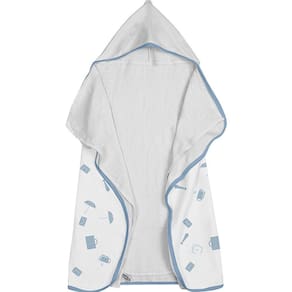Toalha Baby C/ Capuz Tecebem Estampada C/ Fralda Greg Branco