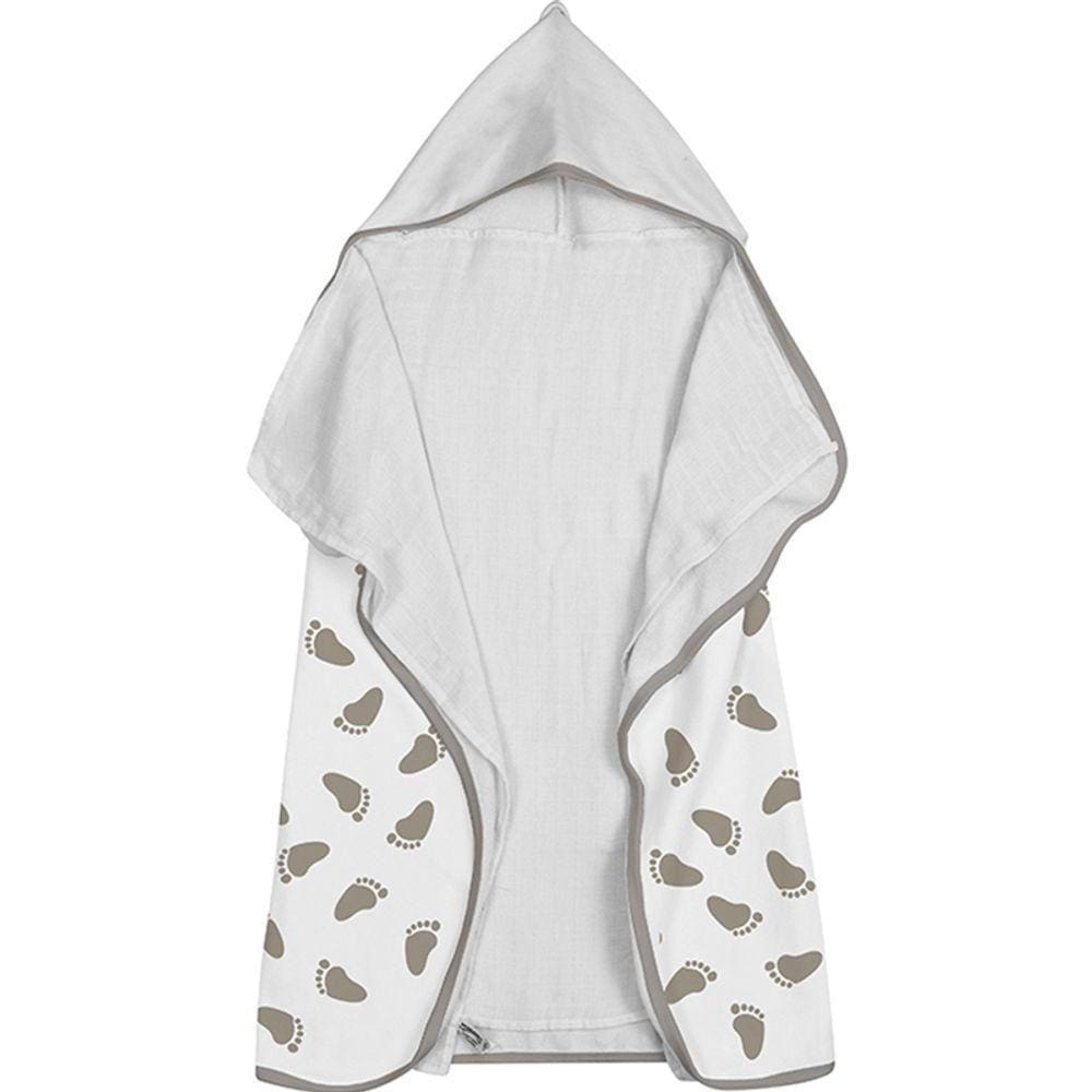Toalha Baby C/ Capuz Tecebem Estampada C/ Fralda Mia Branco