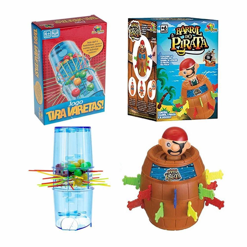 Kit Jogo Pula Pirata Barril + Jogo Tira Varetas