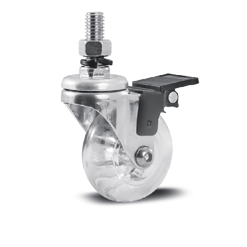 Rodízio Giratório 210 Com Espiga Freio E Roda Em Pvc Gel-Cristal Colson 3909