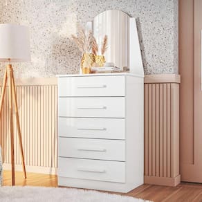 Cômoda Quarto Veneza com 5 Gavetas e Espelho