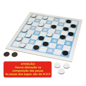 Jogo Educativo Damas e Trilhas Colegial 24 peças, Idade 3 +