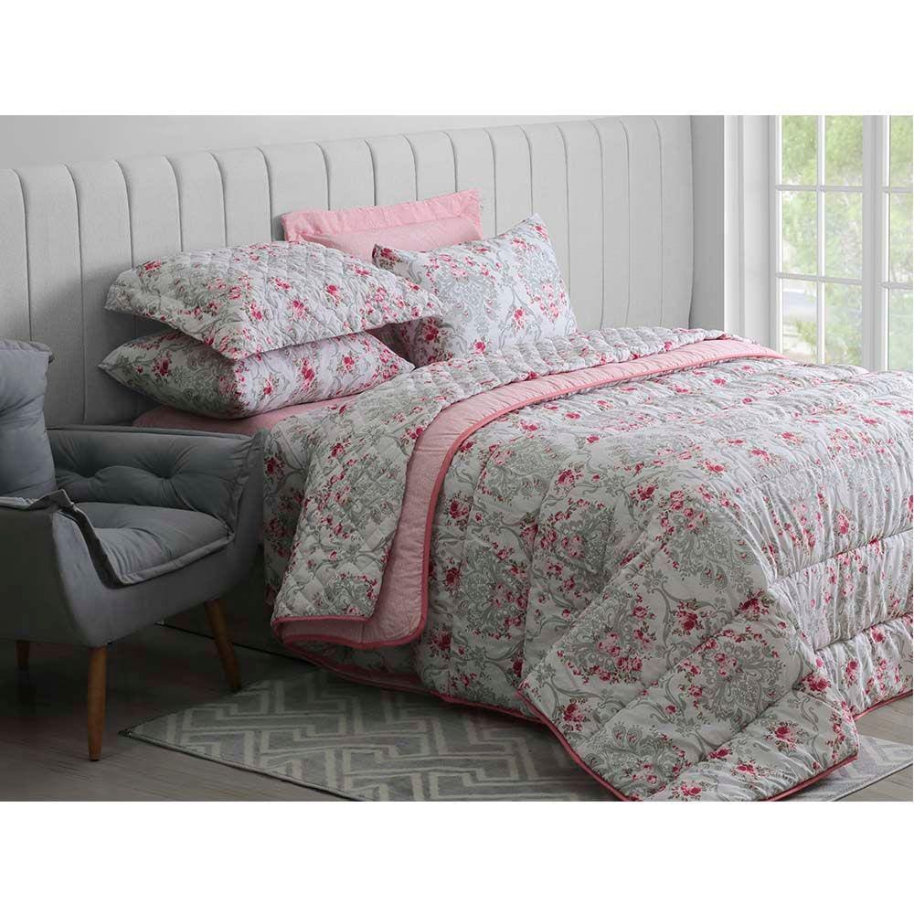 Jogo de Cama Duplo Casal 140 Fios Tamara Realce Premium