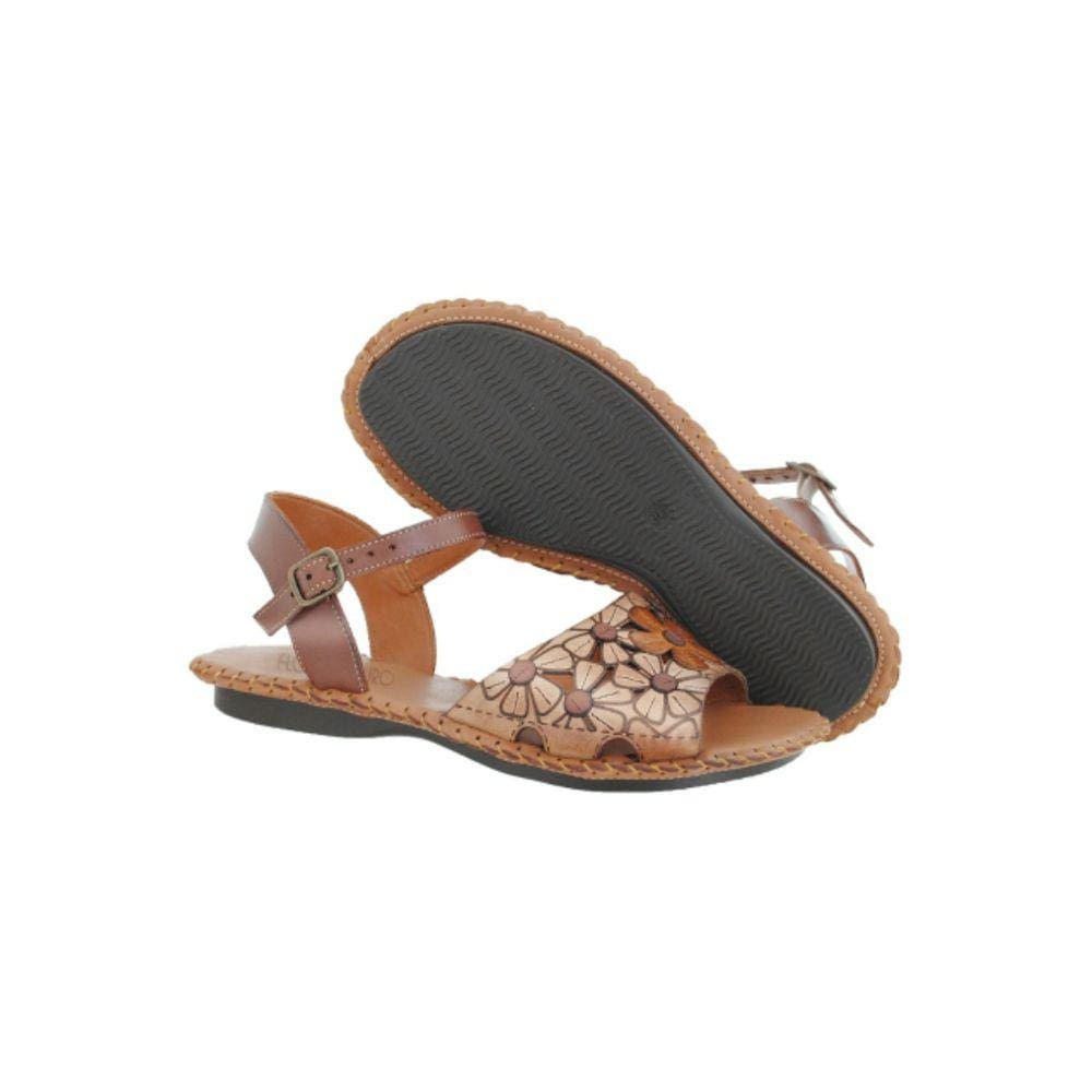 Sandália De Couro Rasteira Marrom Feminina