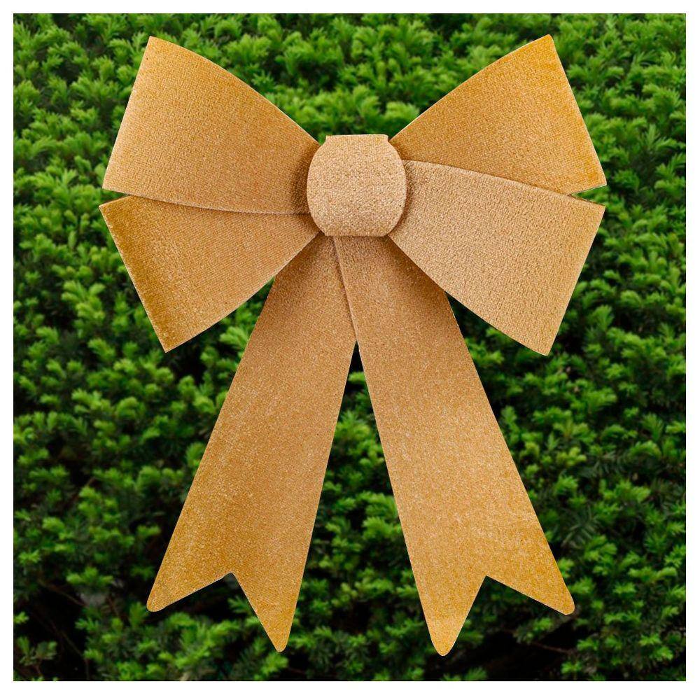 Kit 6 Enfeites Árvore Natal Laço Dourado Veludo 27cm