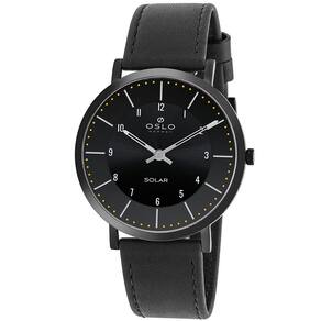 Relogio Oslo Masculino Solar Ompscsvs0001 P2px Couro Preto