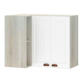 Armário Aéreo Canto Conjugado 2 Portas Lateral Crema Com Branco