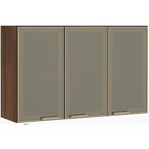 Armário Aéreo 120cm 3 Portas Em Inox E Bronze Dourado