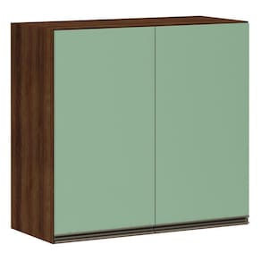 Armário Para Cozinha 80 Cm 2 Portas Dourado Com Verde