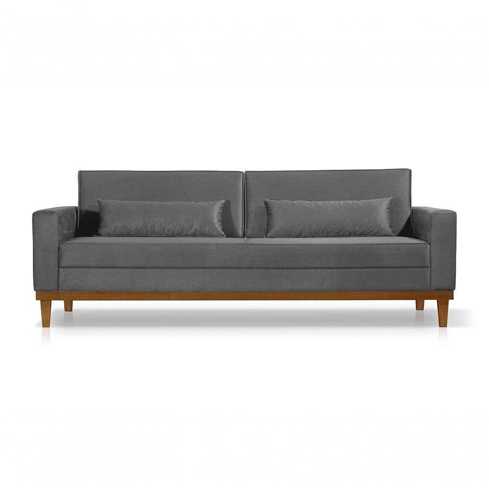 Sofá Living Valência 2,20Mt C/ 2 Almofadas Cinza